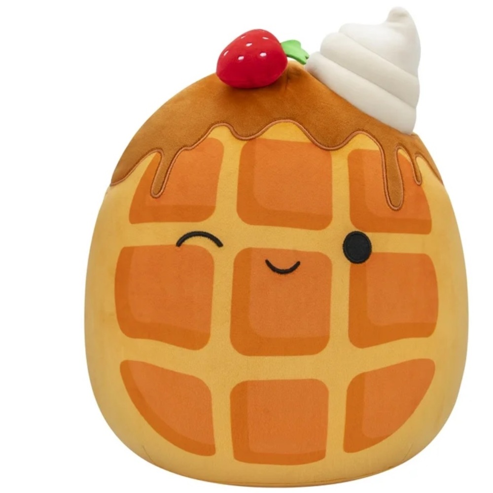 Squishmallows Waffle Plush with Strawberry and Cream - Brown and White